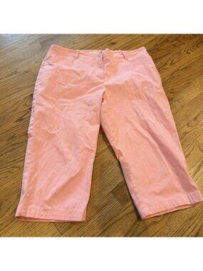 Talbots Petites Womens Pink Cropped Capri Pants 14 Petite